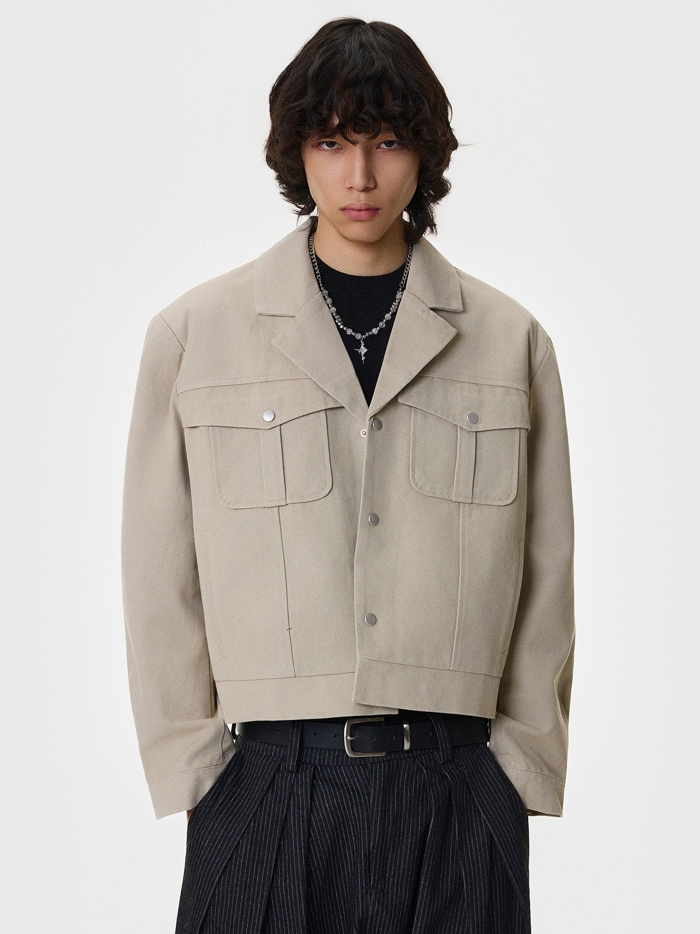 Ağır Yıkanmış Kanvas Kısa İş Ceket 