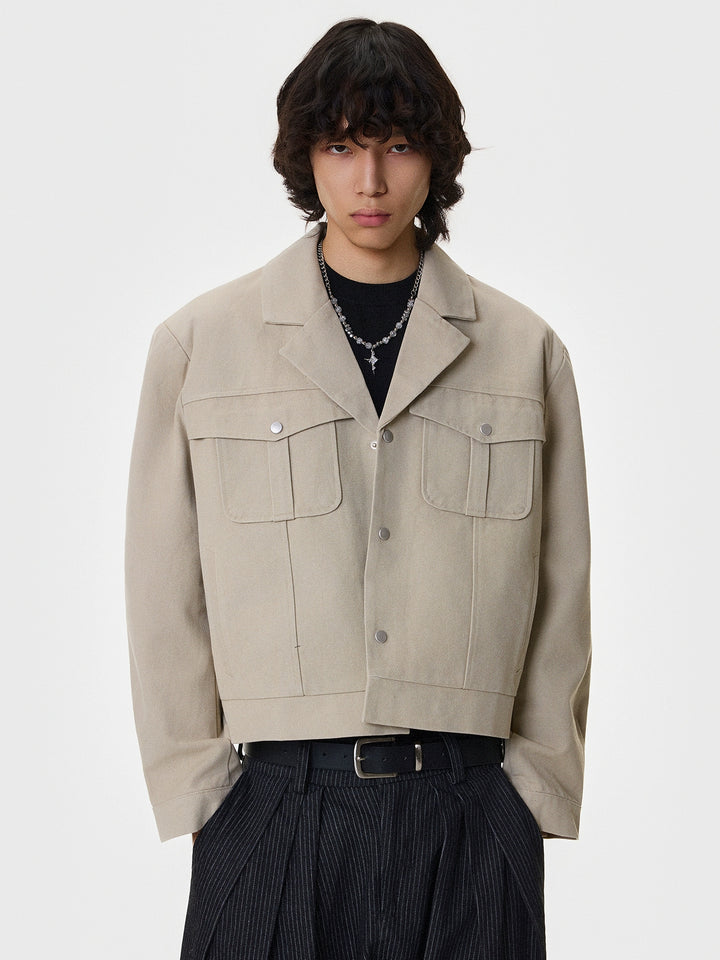 Heavy Washed Canvas Cropped Workwear Jacket