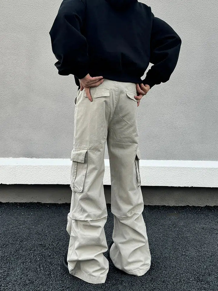 Multi-Pocket Flared Cargo Pants