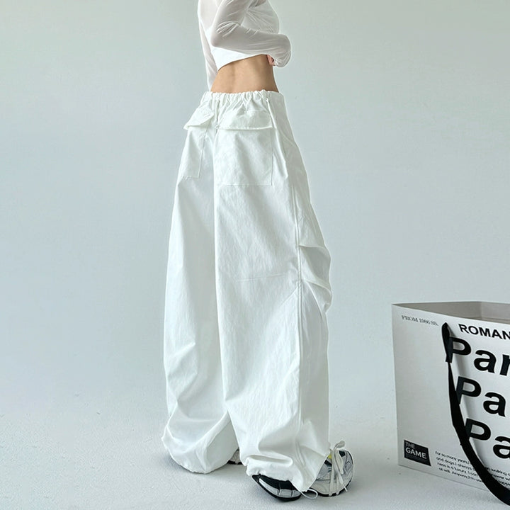 Wide-Leg Paratrooper Straight Sports Pants