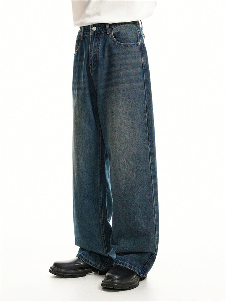 Wide-Leg Retro Washed Jeans