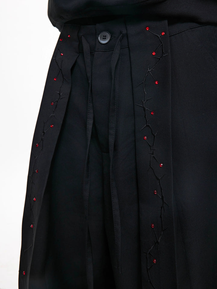 Lockere Passform Palaststil bestickte Hose 