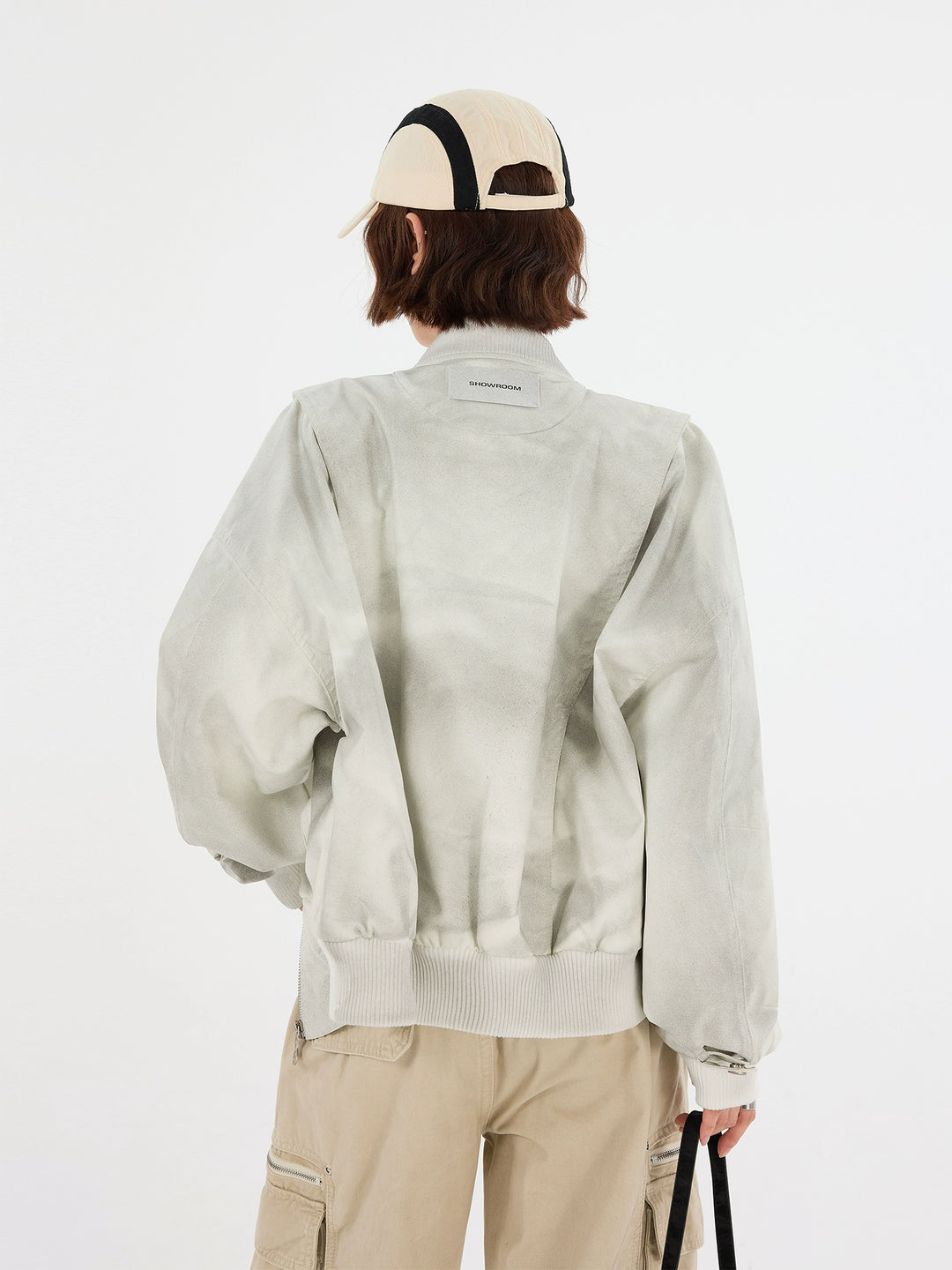 Vintage Distressed PU Leather Bomber Jacket