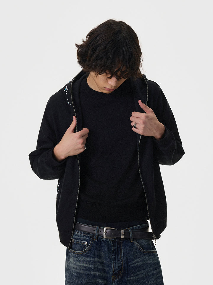 Deconstructed Zip-Up Cropped Hoodie