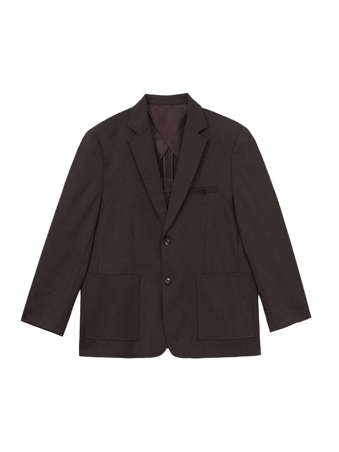 Plaid Suit Jacket with Patch Pockets