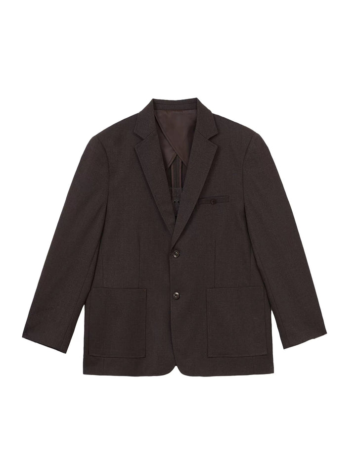 Plaid Suit Jacket with Patch Pockets