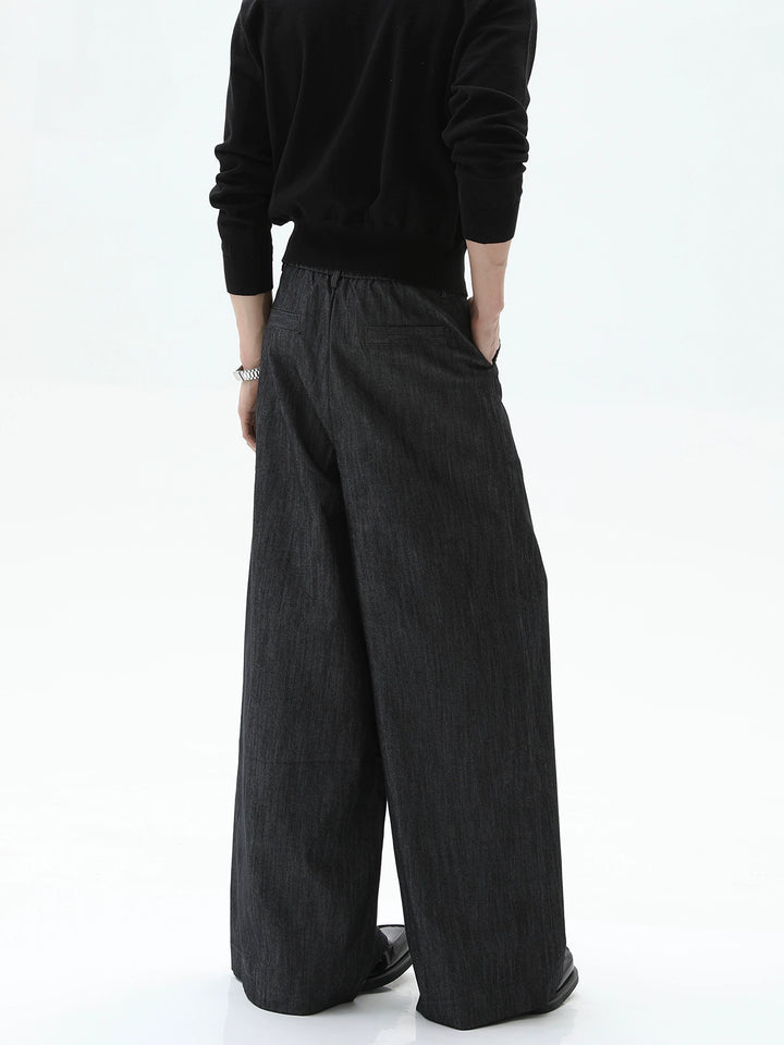 Pantalons décontractés en mélange de lin à coupe ample 