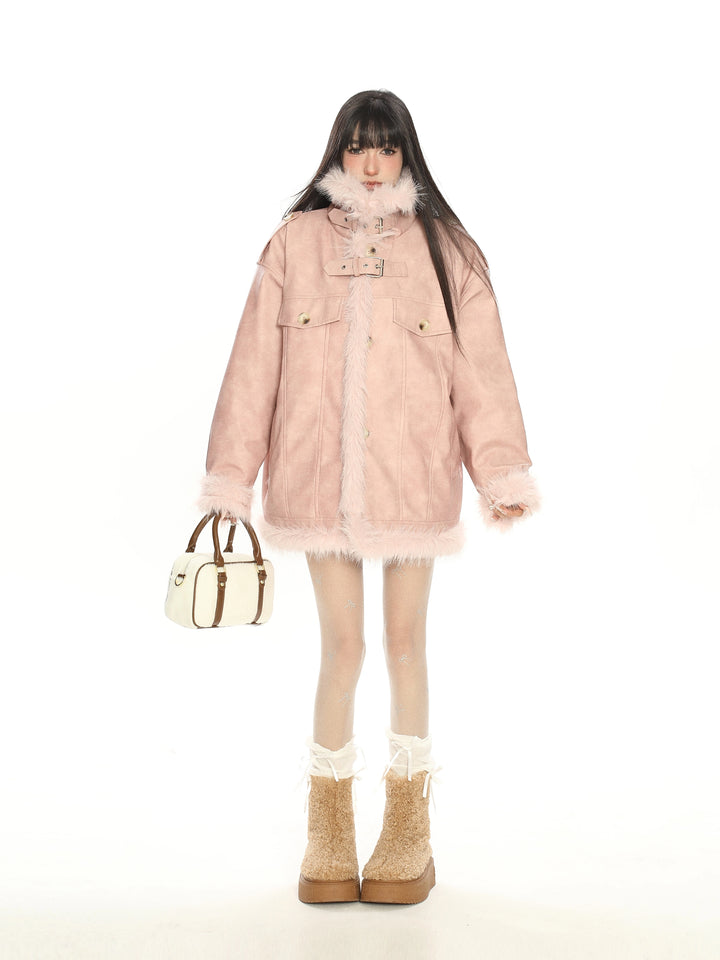 Lambswool Fur Lined Warm Coat