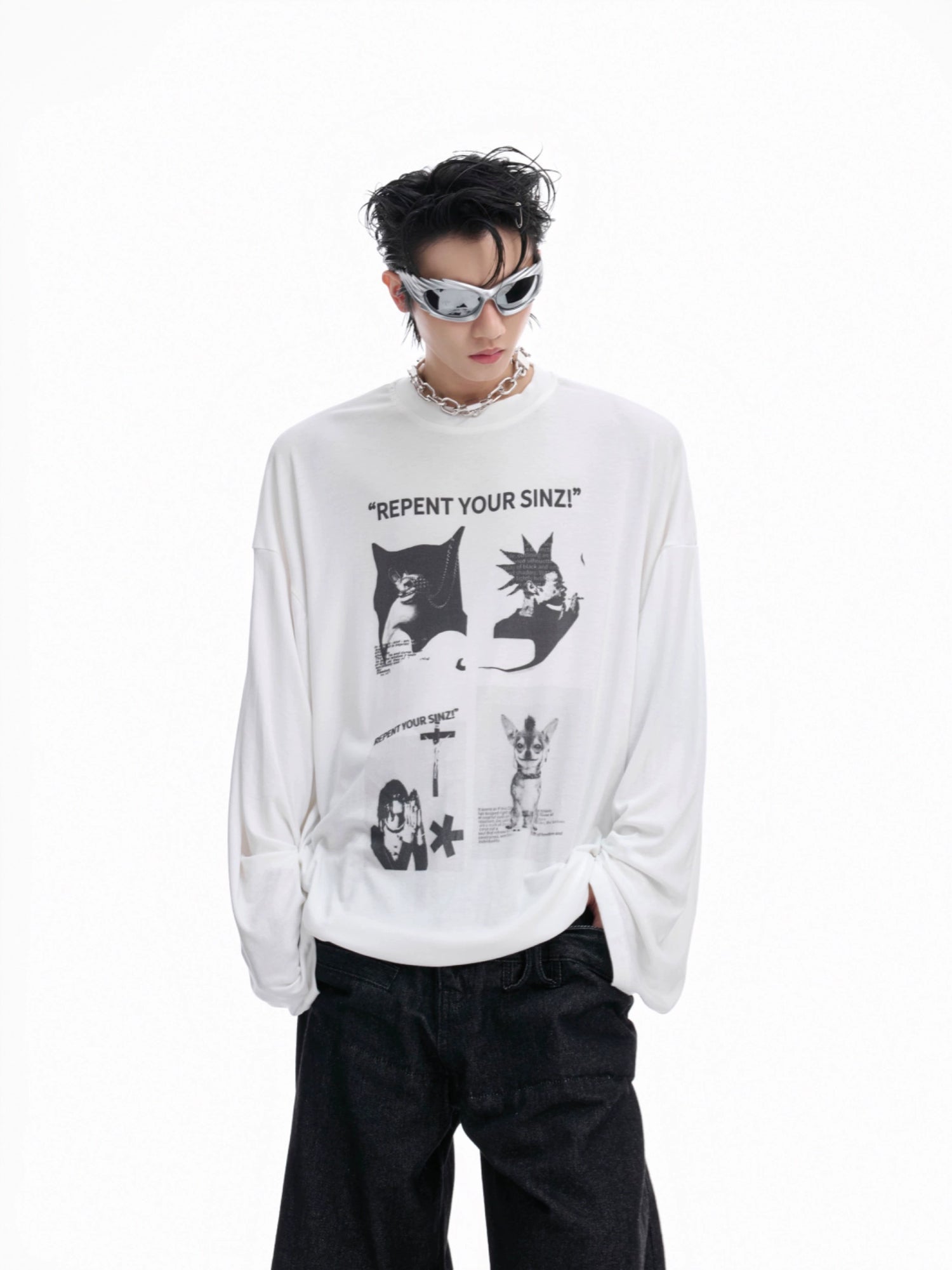 Graphic Art Loose Fit Long Sleeve Pullover