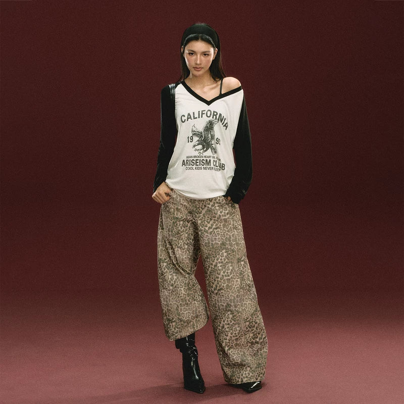 Off-Shoulder Graphic Long-Sleeve Top