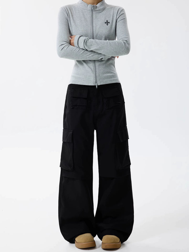Bootcut Wide-Leg Cargo Pants