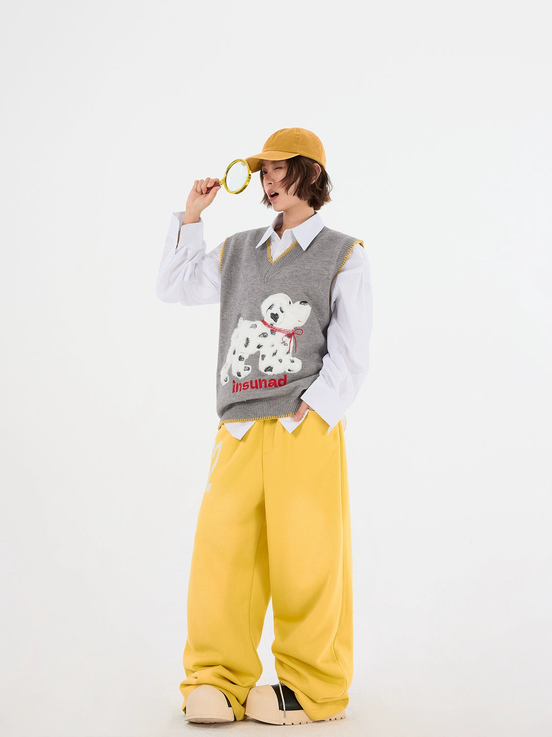 Knitted Puppy Pattern Sleeveless Sweater Vest