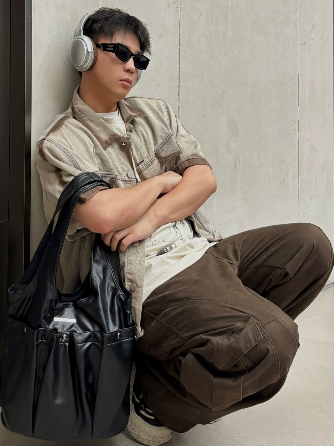 Black Faux Leather Tote Bag