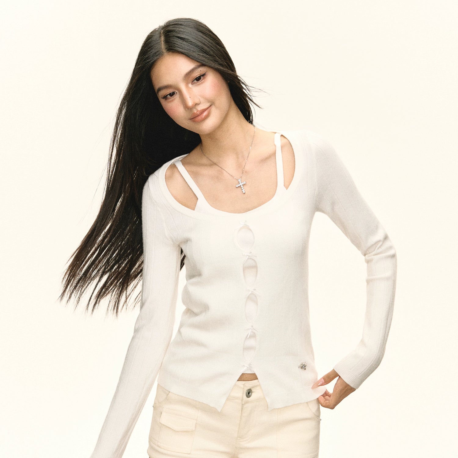 Cutout Knit Retro Sweater