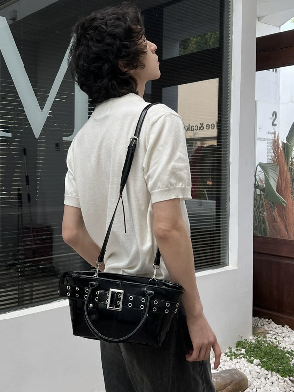 Bolso de hombro tipo cubo retro de PU 