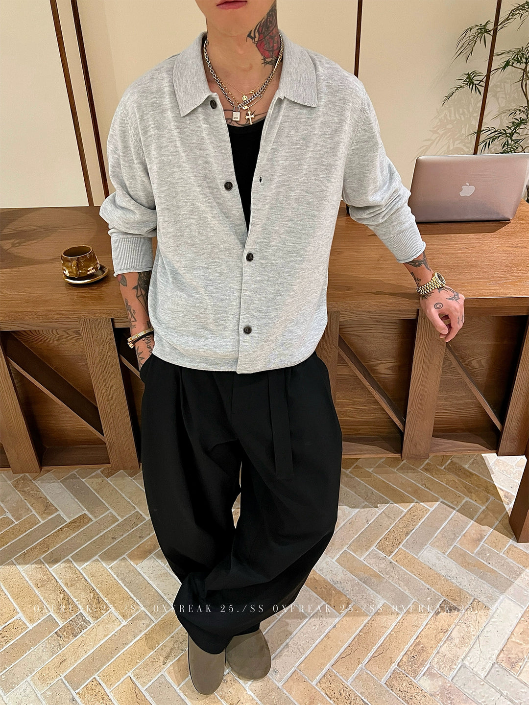Soft Knit Lapel Button Cardigan