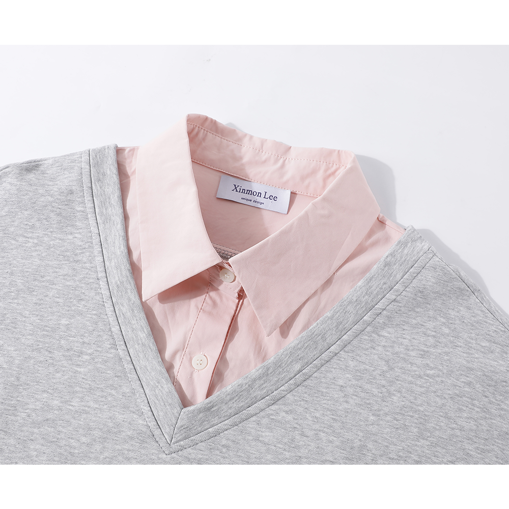 Polo Collar Layered Sweatshirt