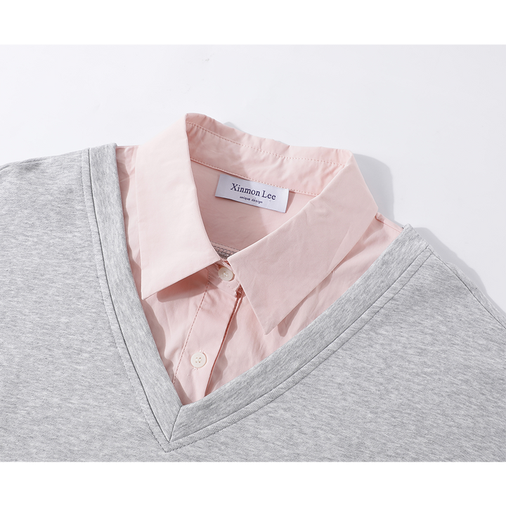 Polo Collar Layered Sweatshirt