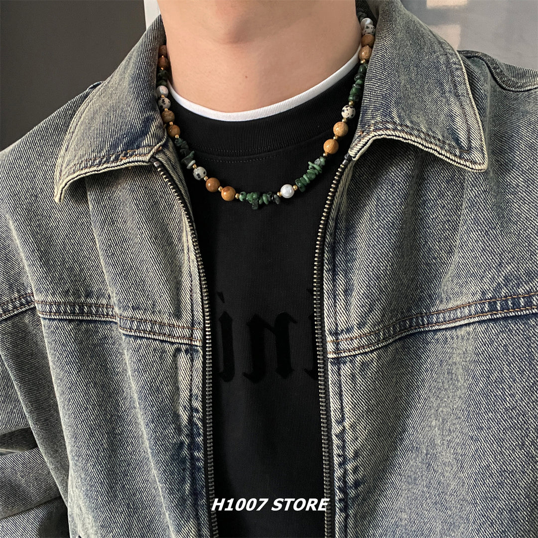 Handmade Natural Beaded Clavicle Necklace