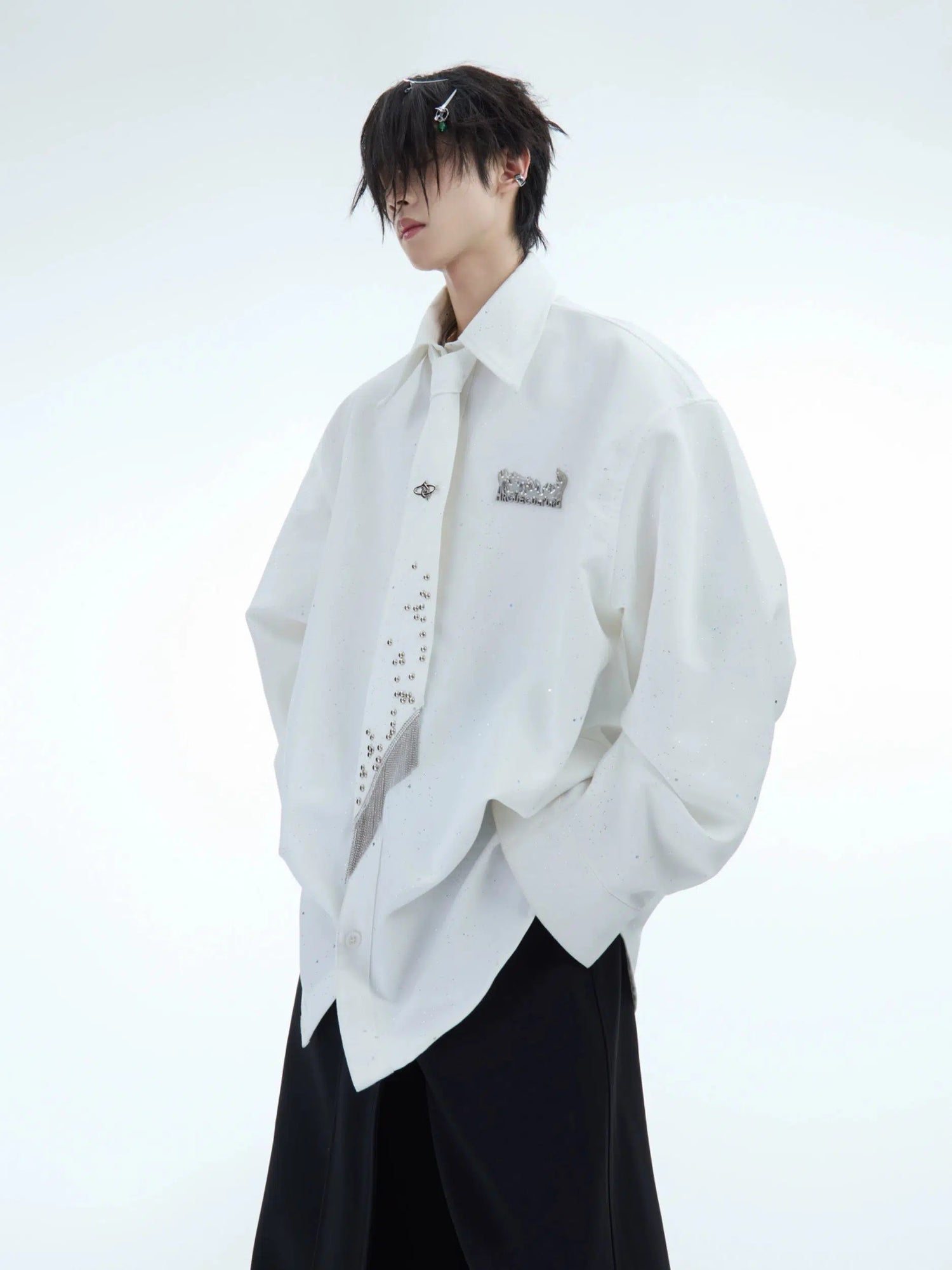 Metallic Detail Long-Sleeve Shirt