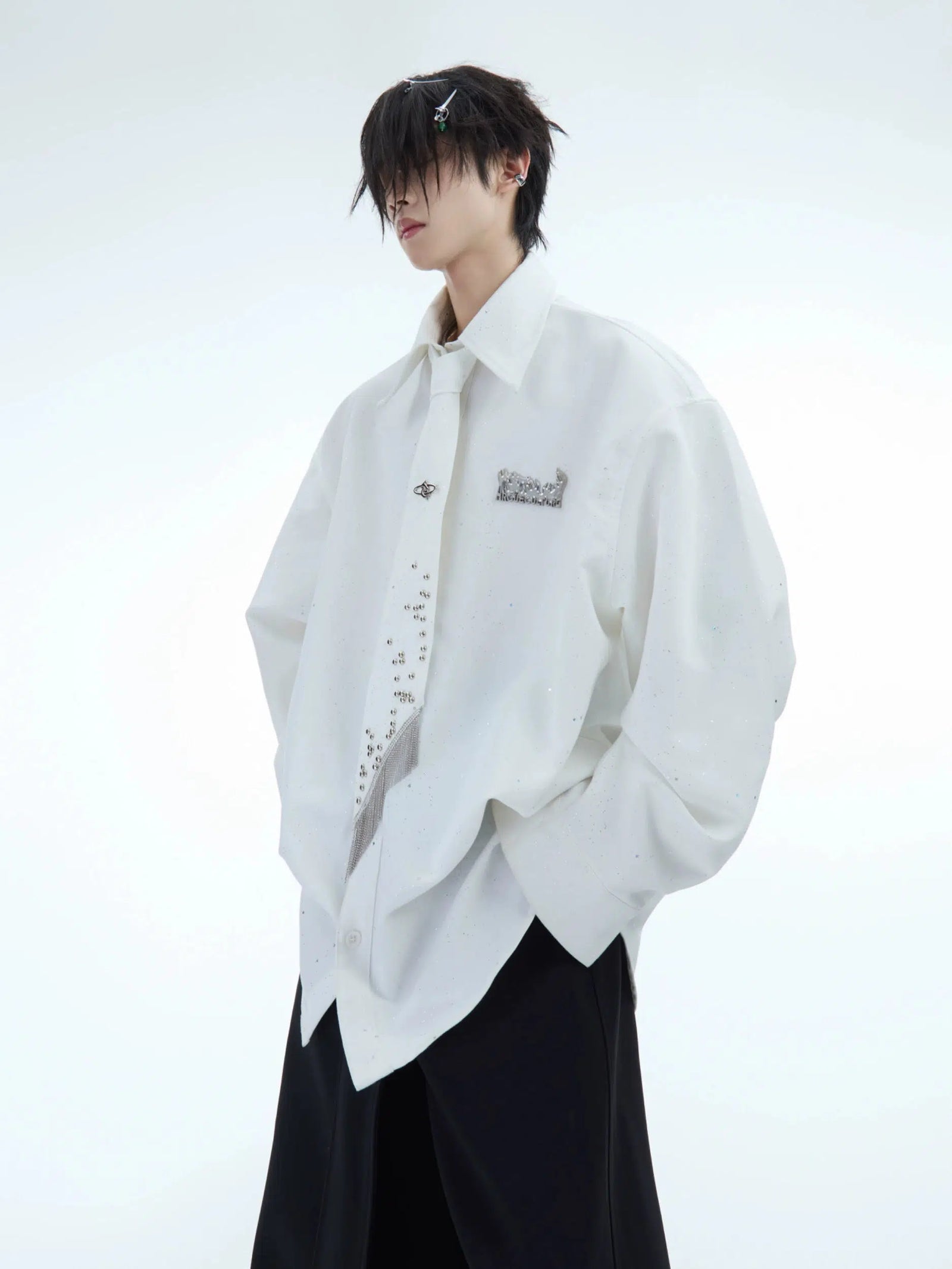 Metallic Detail Long-Sleeve Shirt