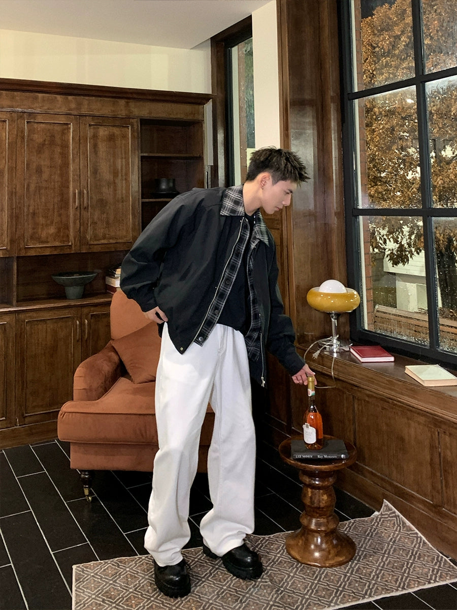 جاكيت فضفاض بياقة مربعة مخطط 