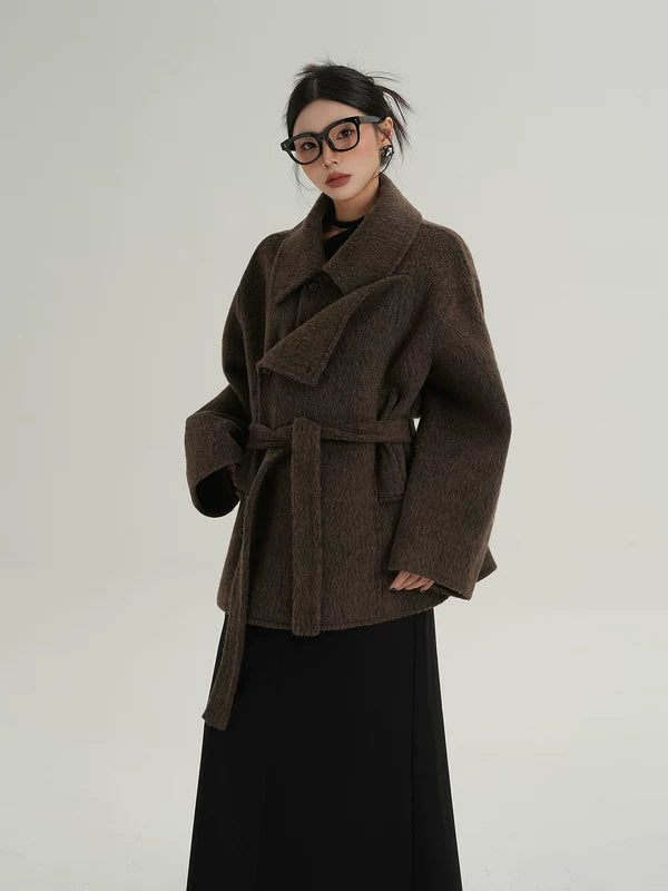 Belted Wool Wrap Coat for Winter