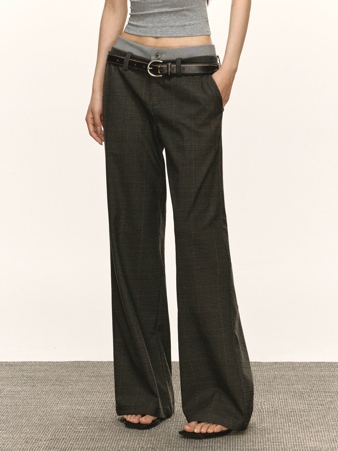 Retro Geruite Wijde Pantalon Casual 