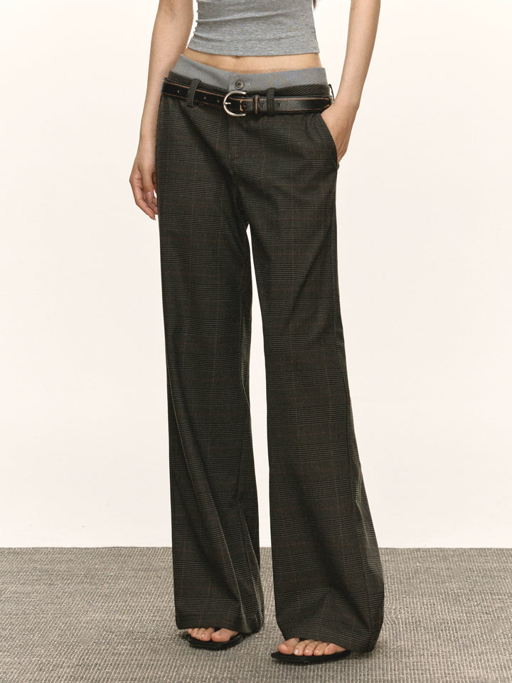 Retro Geruite Wijde Pantalon Casual 