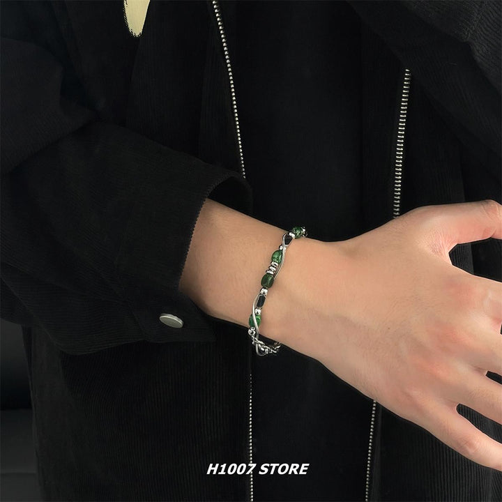 Double Layer Stone Titanium Bracelet