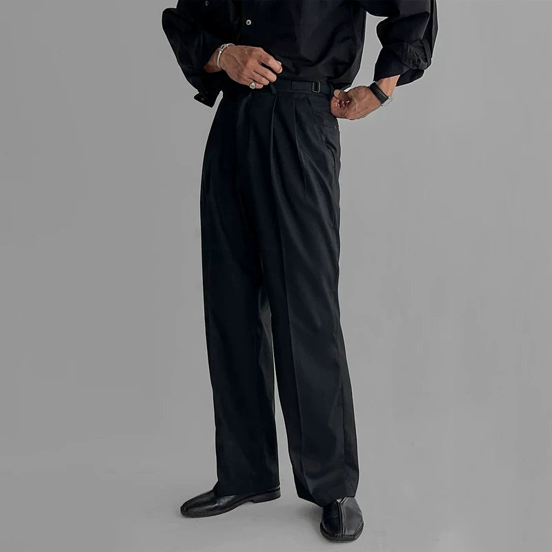 Pleated Wide Leg Casual Suit Pants