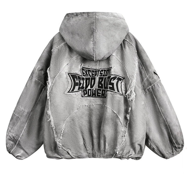 Varm Vasket Hettejakke i Bomull 