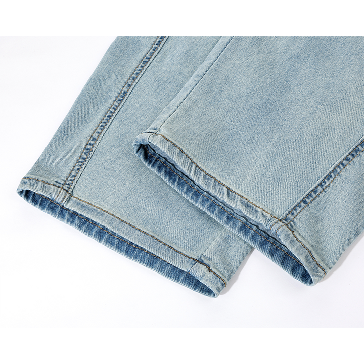 Wide Leg Washed Distressed Denim Pants