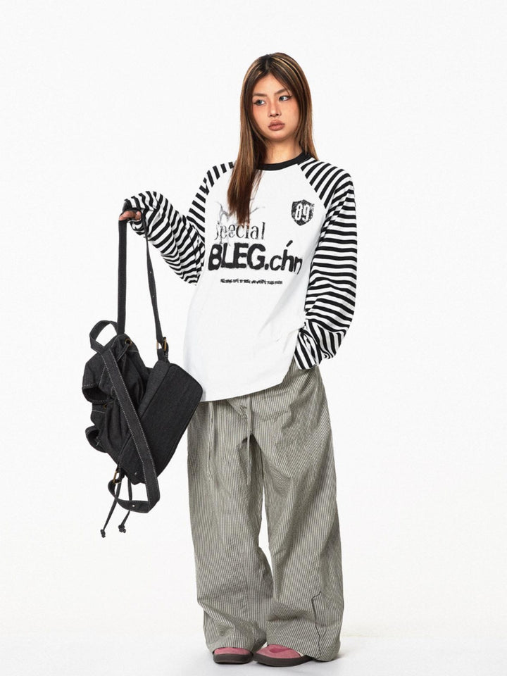Retro Striped Wide-Leg Casual Pants
