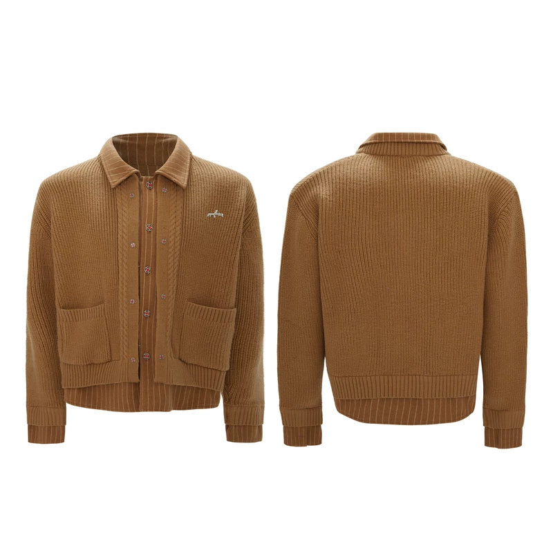 Faux Two-Piece Striped Knit Cardigan