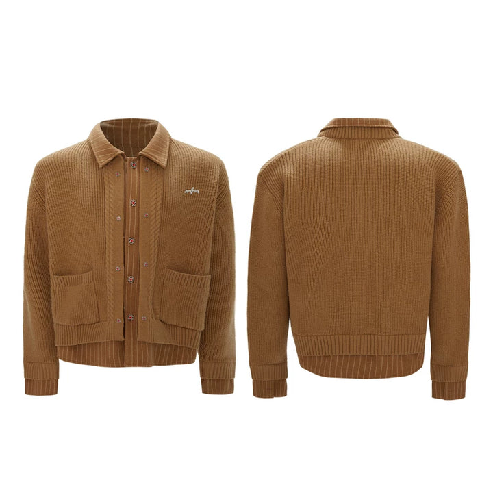 Faux Two-Piece Striped Knit Cardigan