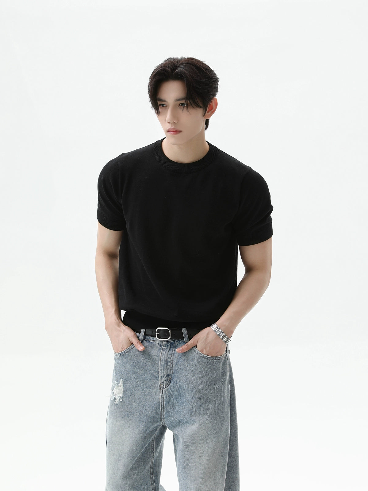 Cotton Knitted Short Sleeve Pullover