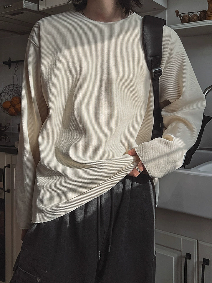 Waffle Knit Long Sleeve Pullover