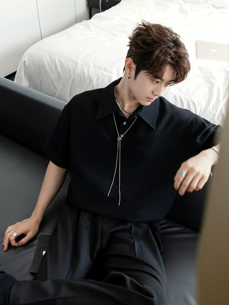 Chain Accent Short Sleeve Casual Shirt