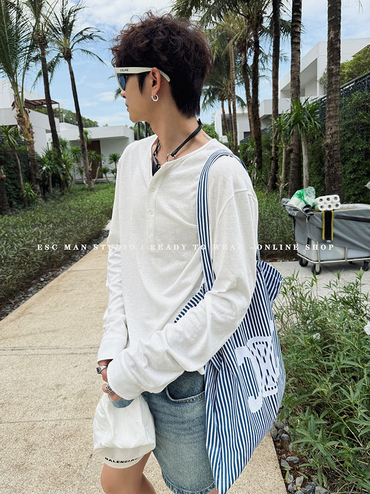 Henry Collar Long-Sleeved Pullover