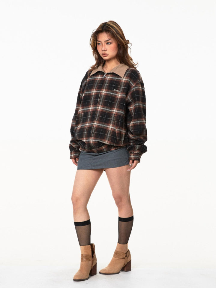 Plaid Double-Sided Retro Street Jacket