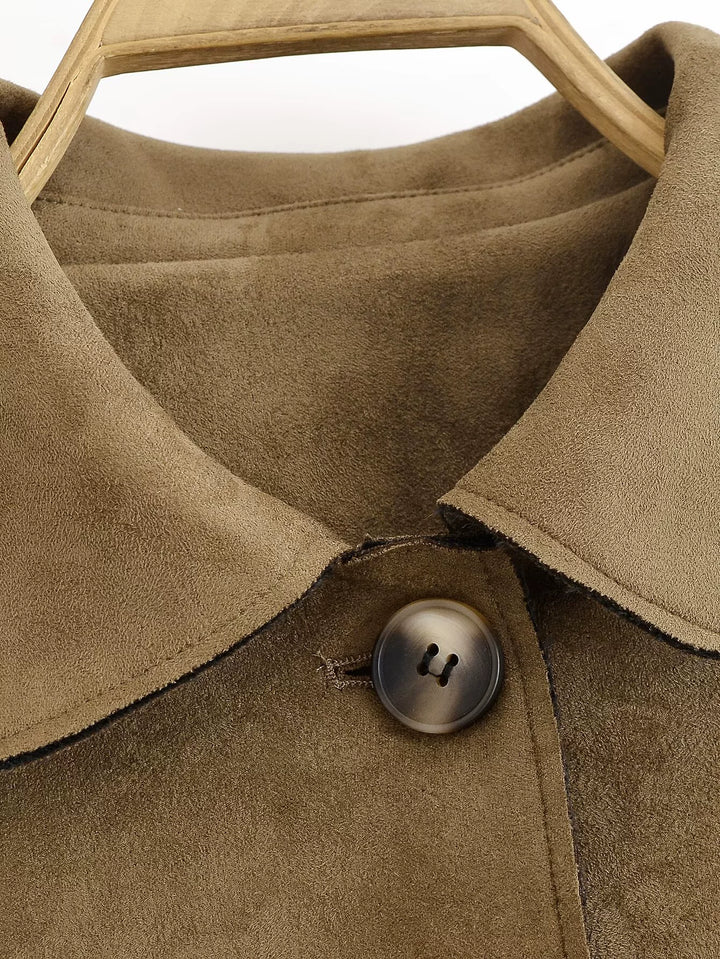 Suede Button-Up Short Jacket