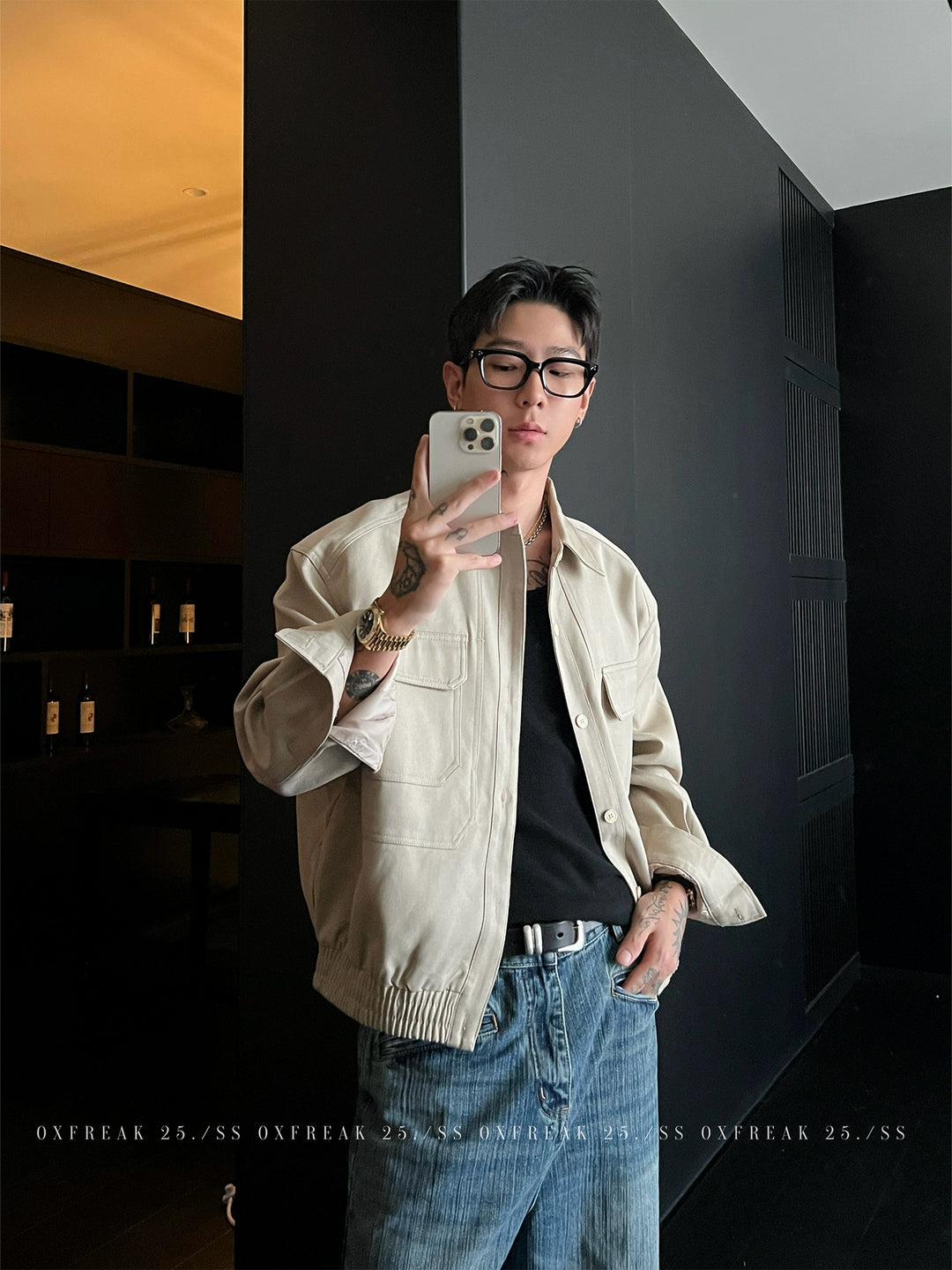 Tencel Blend Patch Pocket Harrington Jacket 
