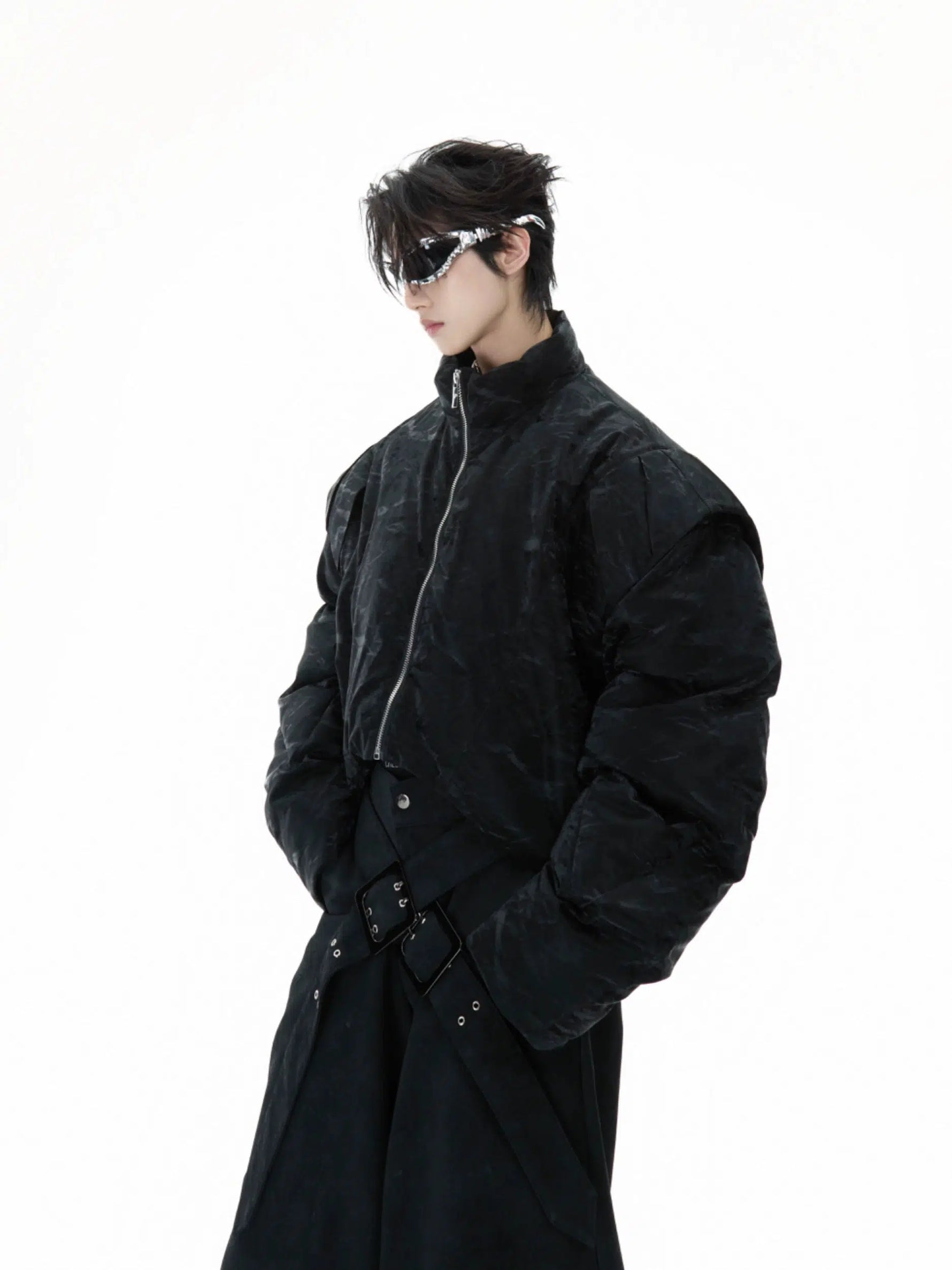 Deconstructed Pleated Short Cotton Jacket