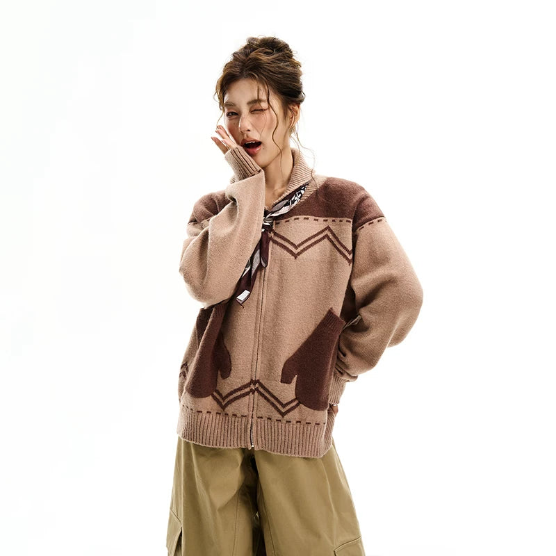 Lapel Collar Knit Cardigan Sweater