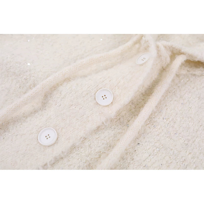 Hooded Button Front Knit Cardigan