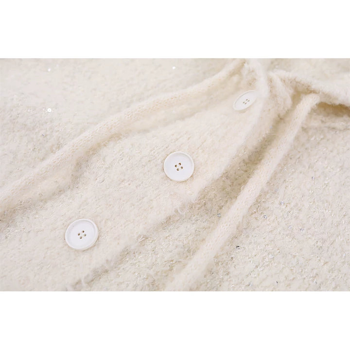 Hooded Button Front Knit Cardigan