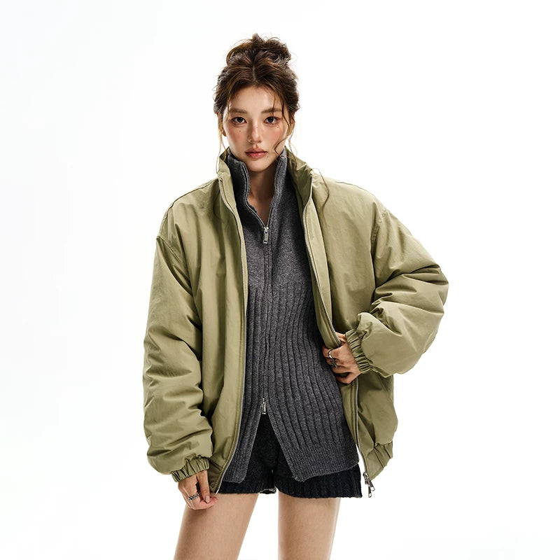 Stand Collar Zipper Cotton Jacket