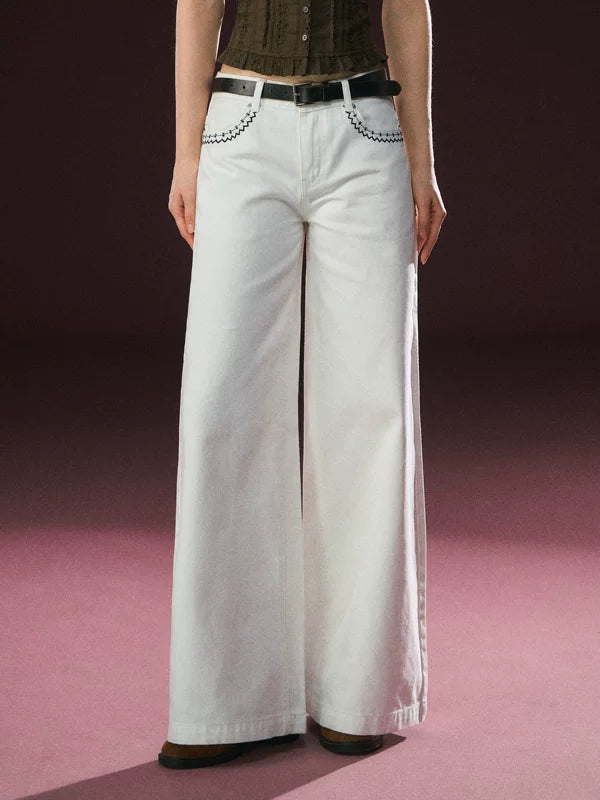 Dantel Cepli Geniş Paça Rahat Pantolonlar 