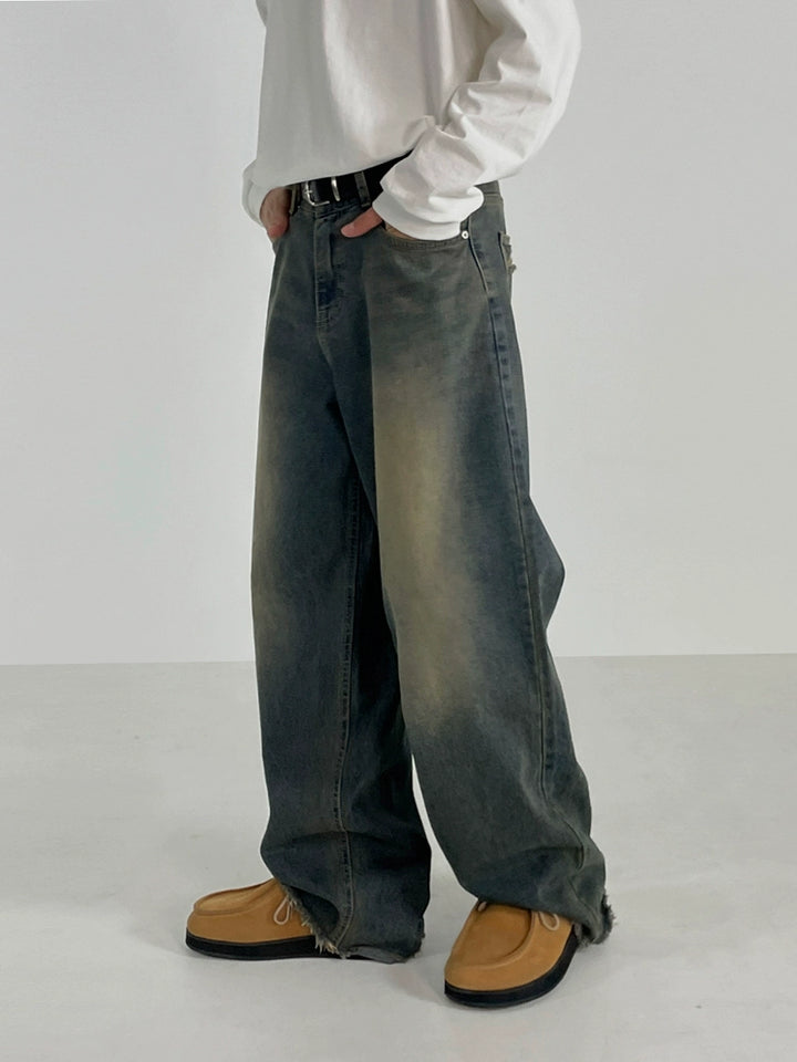 Distressed Loose Fit Washed Jeans Pants